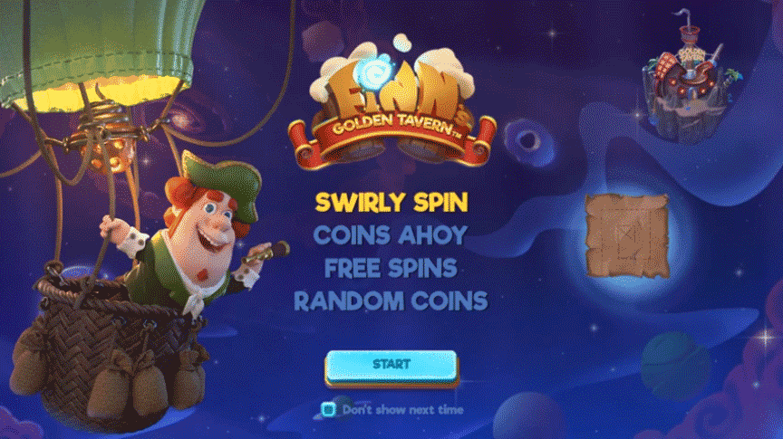 The welcome screen to Finn Golden Tavern’s online slot.