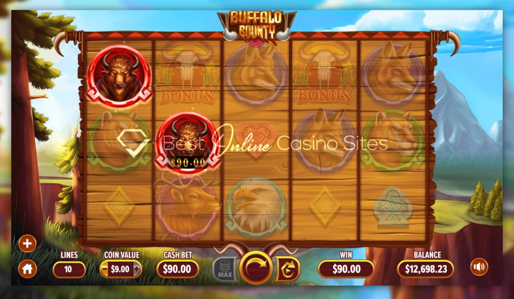 screenshot from dragongaming's buffalo bounty slot game