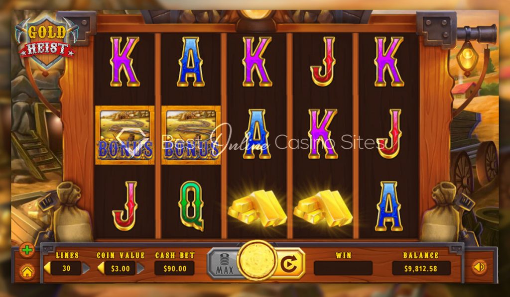 screenshot from dragongaming's gold heist slot game