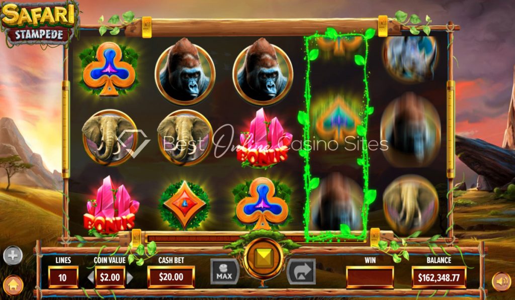 screenshot from dragongaming's safari stampede slot game