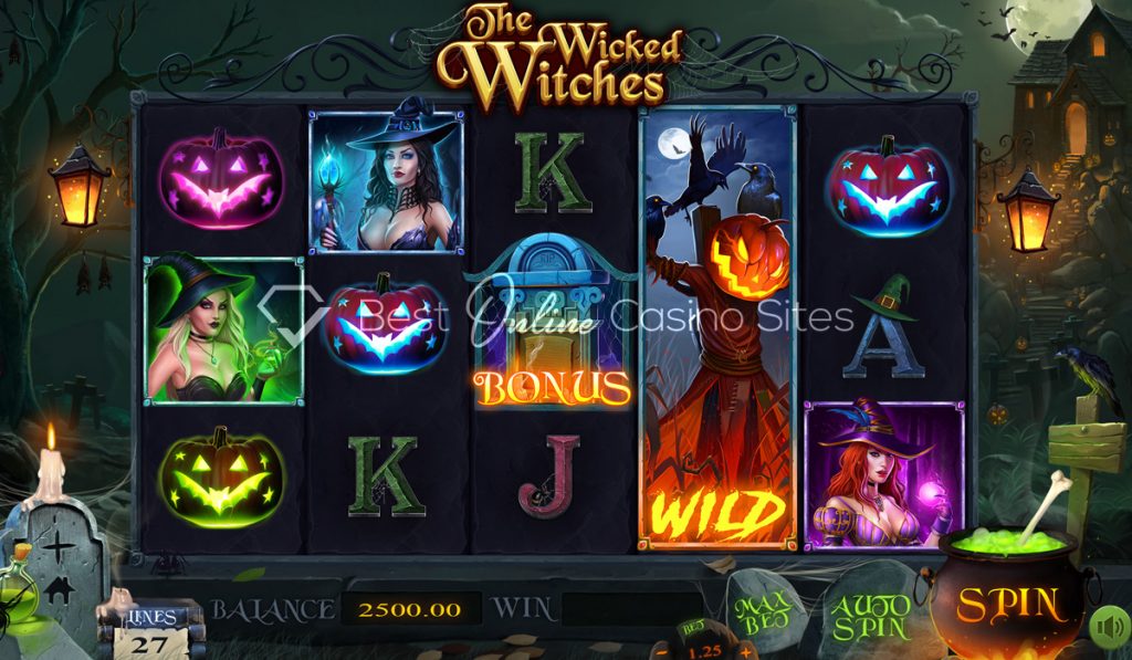 screenshot from dragongaming's the wicked witches slot game