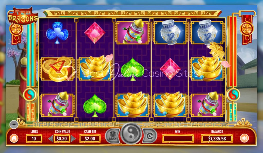 screenshot from dragongaming's twin dragons slot game