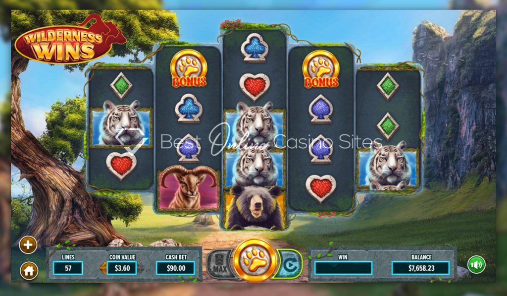 screenshot from dragongaming's wilderness wins slot game