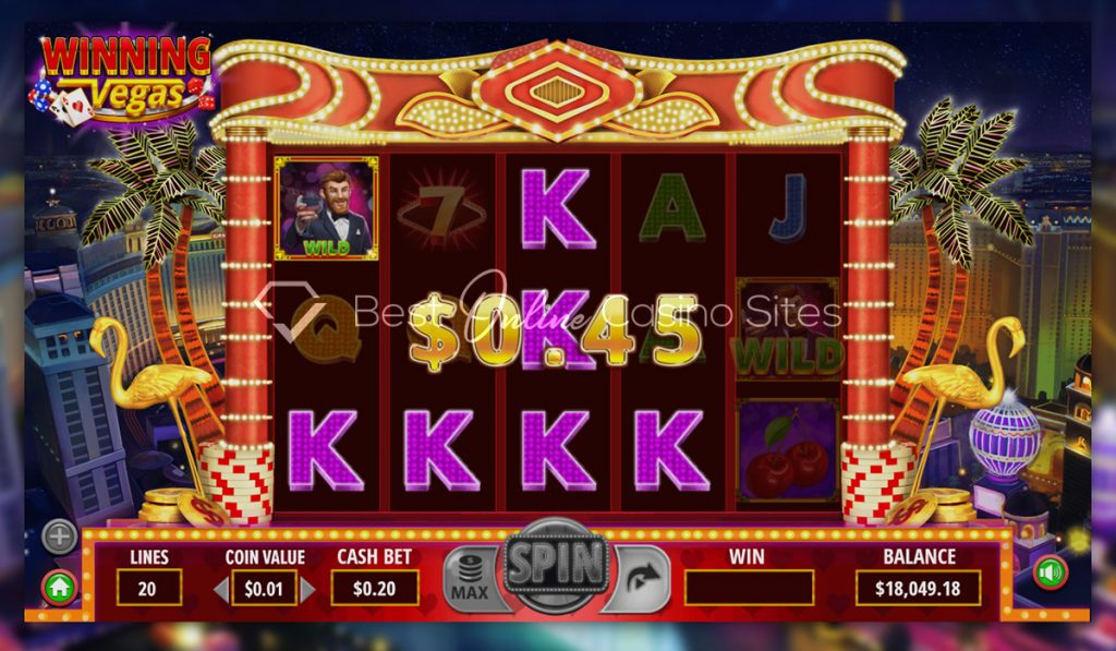 screenshot from dragongaming's winning vegas slot game