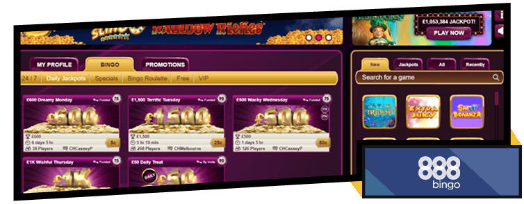 888Bingo Daily Jackpot Games